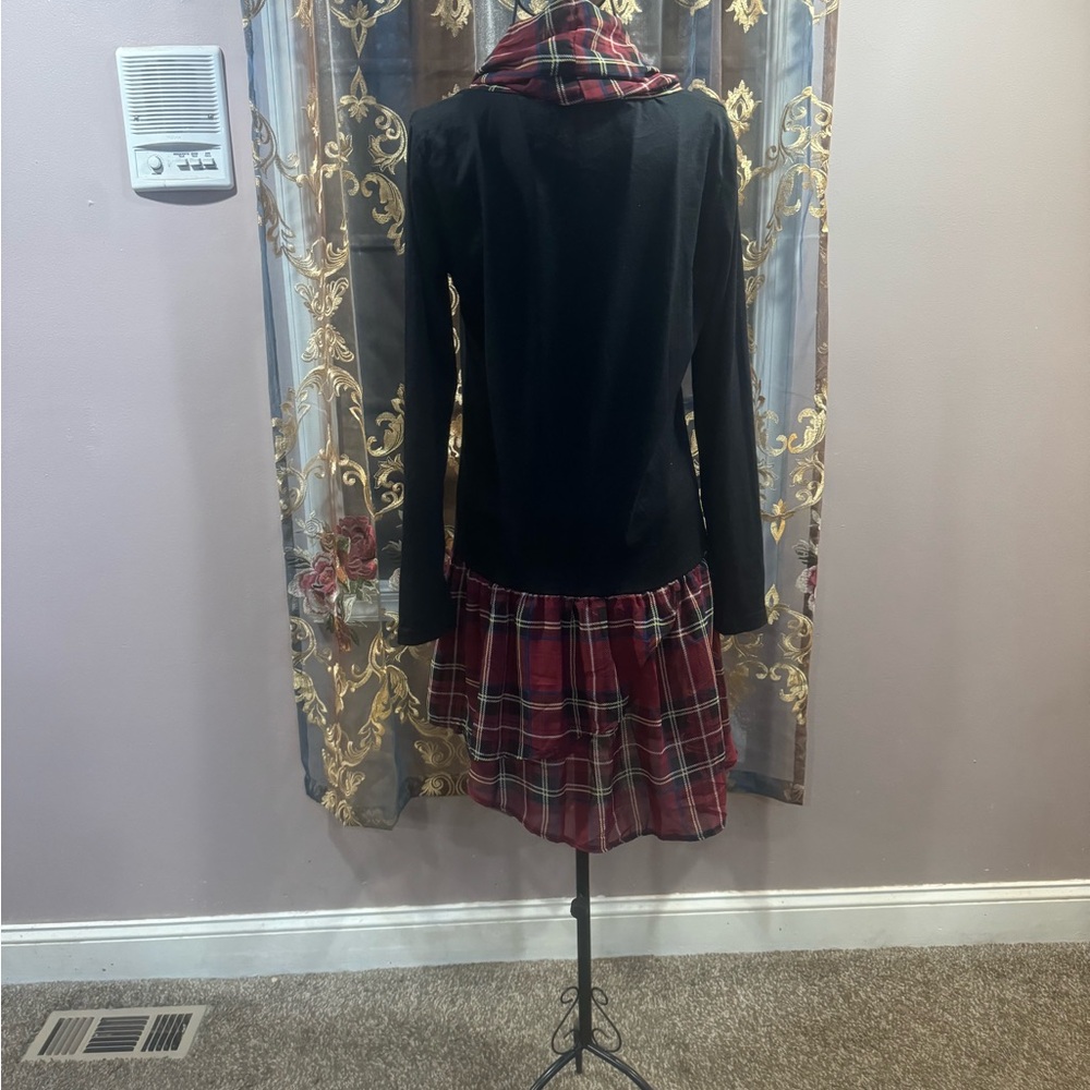 Reborn Black and Red Plaid Long Sleeve Dress - Picture 2 of 2